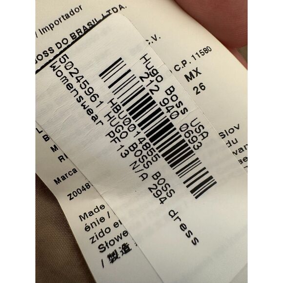 BOSS Hugo Boss Dariette Half Sleeve Wool Blend V Neck Linen Sheath Dress size 4 - Picture 9 of 10